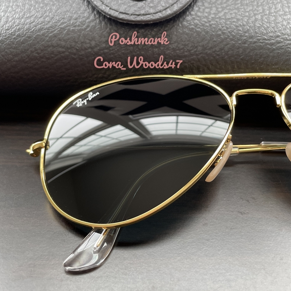 RayBan Aviator Black Lenses RB3025 Gold Frame 58 / 62 Unisex New - Picture 4 of 16